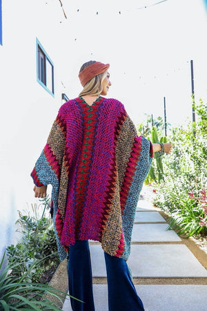 Cuddle Season Crochet Patterned Ruana Ponchos Leto Collection 