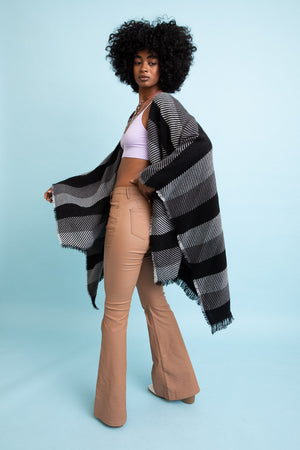 Cuddle Season Striped Knit Poncho🥰 Ponchos