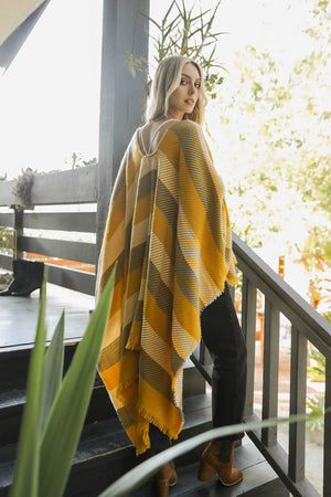 Cuddle Season Striped Knit Poncho🥰 Ponchos