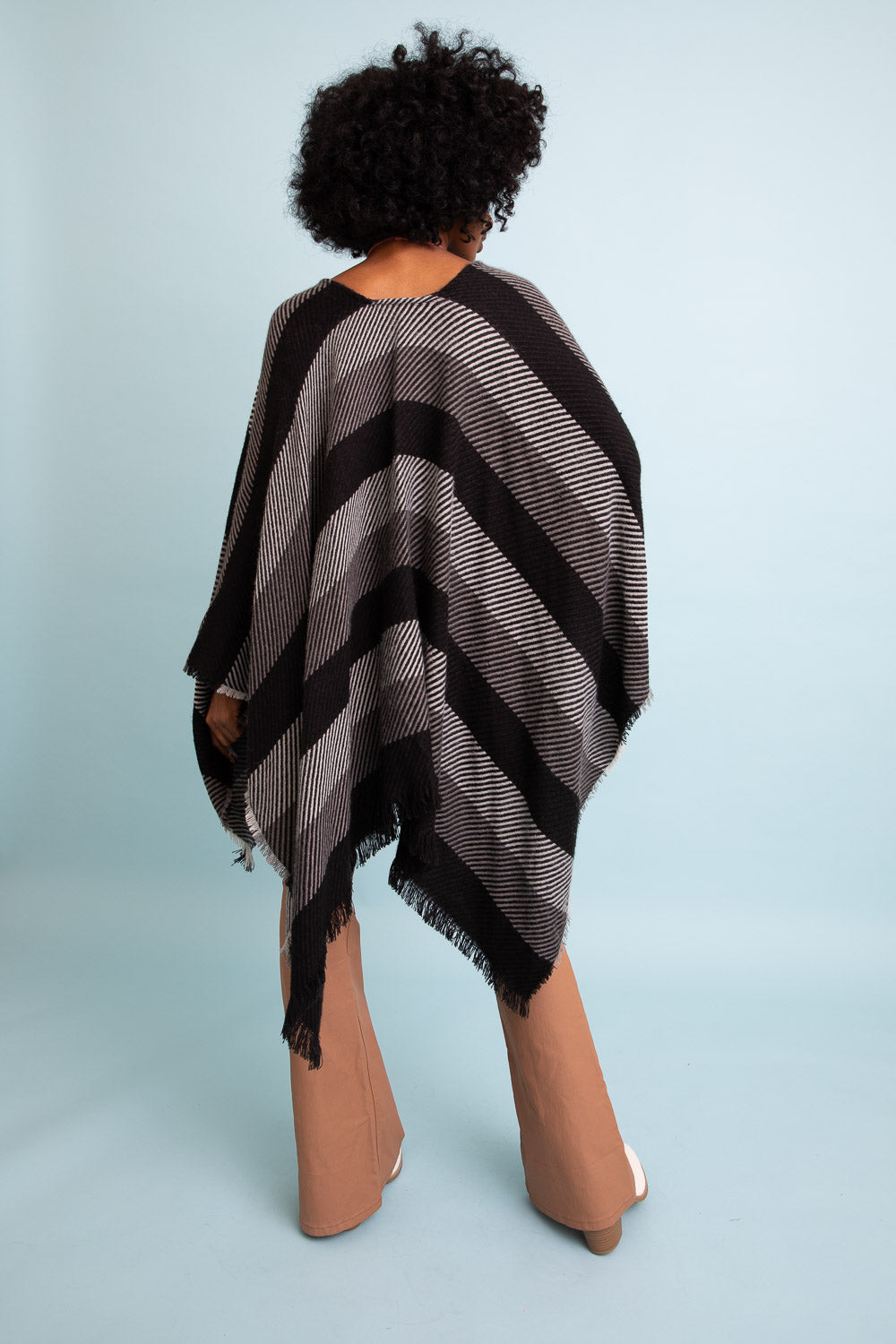 Cuddle Season Striped Knit Poncho🥰 Ponchos One Size /