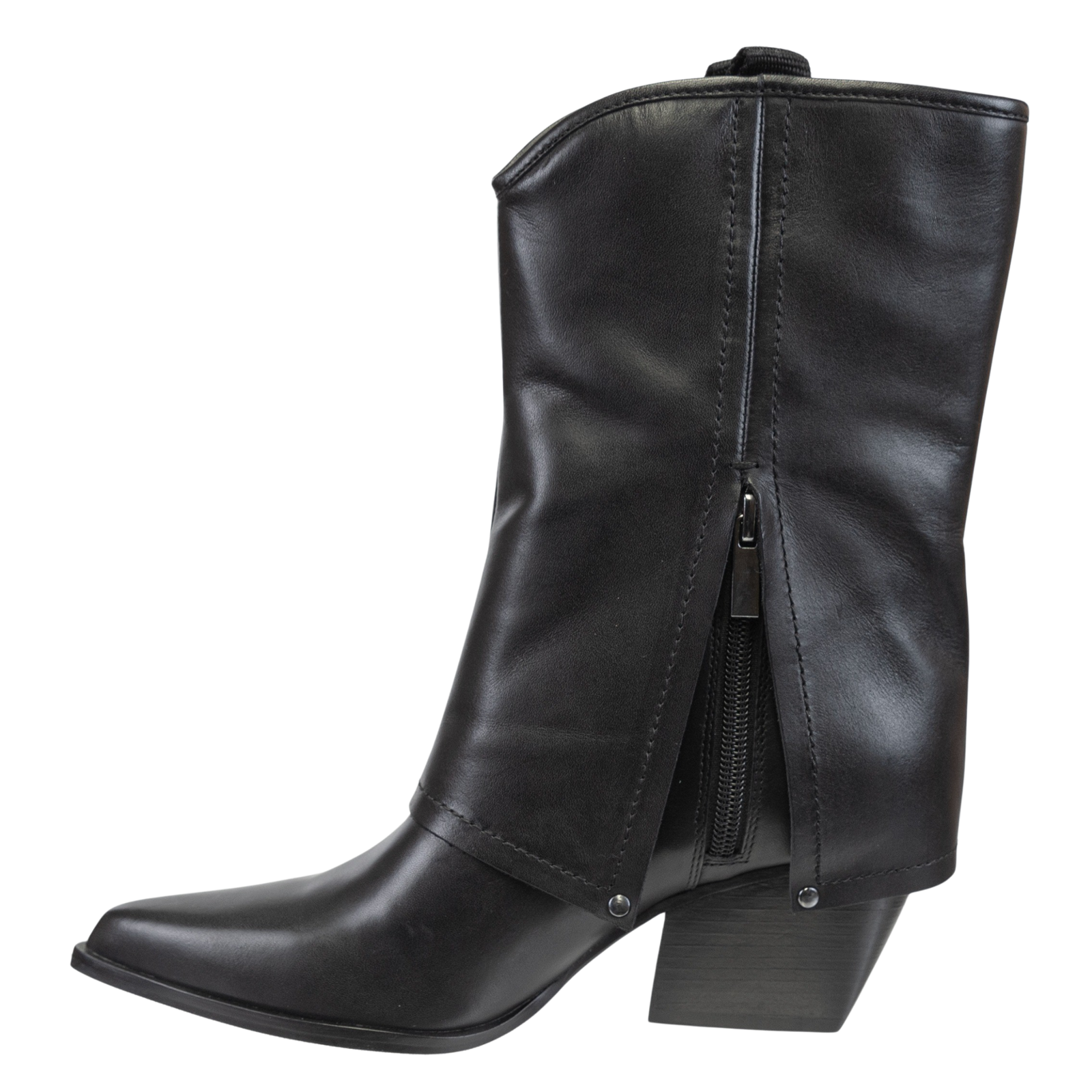 NAKED FEET - CURIO in BLACK Heeled Mid Shaft Boots