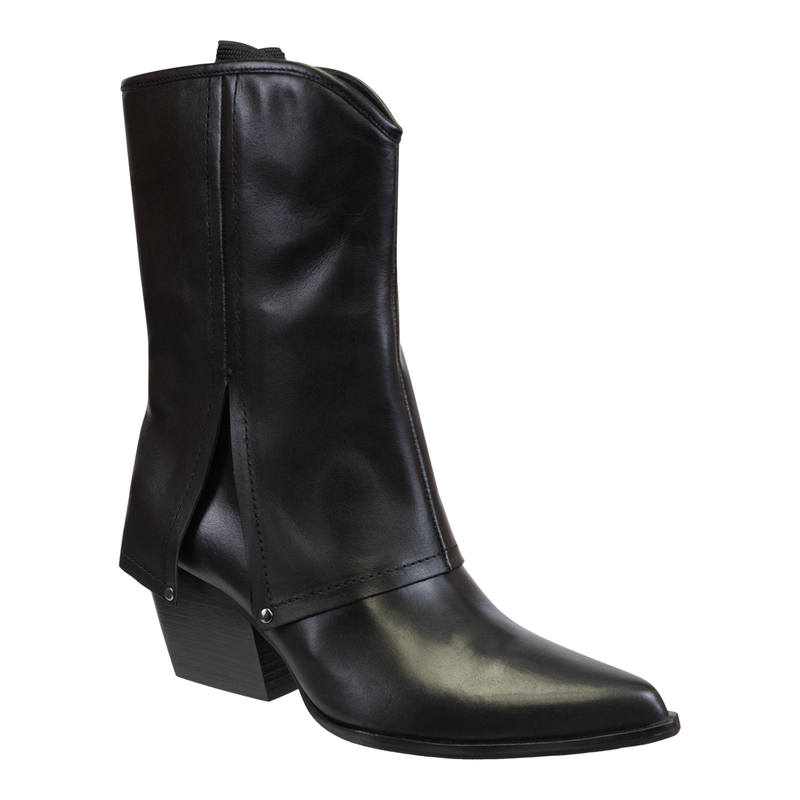 NAKED FEET - CURIO in BLACK Heeled Mid Shaft Boots