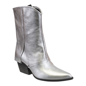 NAKED FEET - CURIO in SILVER Heeled Mid Shaft Boots