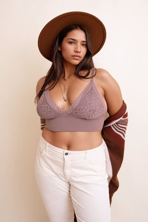 Curvy Waistband Loop Lace Brami Bralette Leto Collection Mocha 