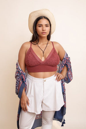 Curvy Waistband Loop Lace Brami Bralette Leto Collection Rust 