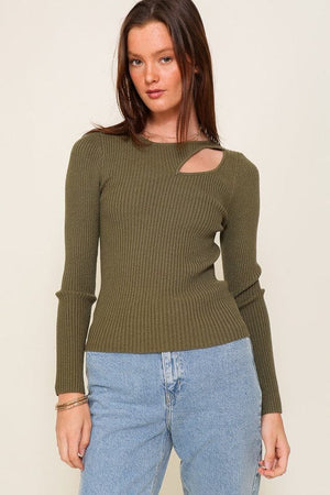 Cut Out Long Sleeve Sweater Top TIMING 