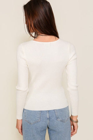 Cut Out Long Sleeve Sweater Top TIMING 