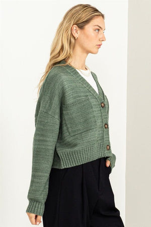 Cute Mood Crop Shoulder Cropped Cardigan Sweater HYFVE 