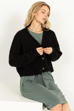 Cute Mood Crop Shoulder Cropped Cardigan Sweater HYFVE 