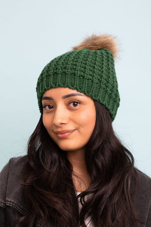 Cute Textured Pom Beanie Beanies Leto Collection 