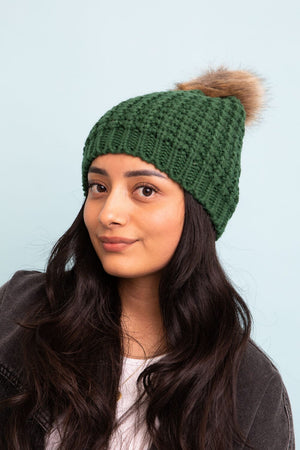 Cute Textured Pom Beanie Beanies Leto Collection Green 