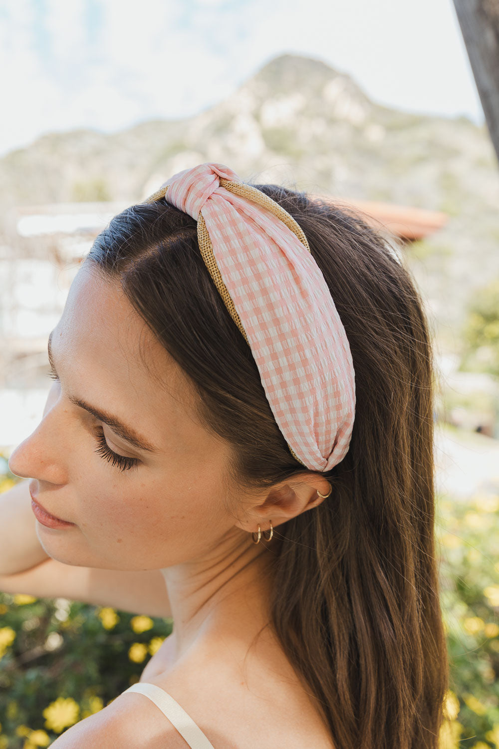 Cutesy Gingham Woven Knot Headband Hats & Hair Blush