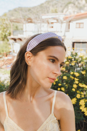 Cutesy Gingham Woven Knot Headband Hats & Hair Leto Collection Lavender 