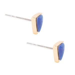 Dainty Blue Lapis Golden Triangle Stud