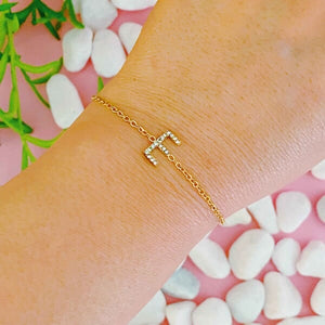 Dainty Sparkle Initial Bracelet Ellison and Young E OS 