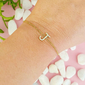 Dainty Sparkle Initial Bracelet Ellison and Young J OS 