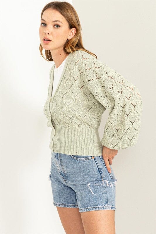 Days Together Pointelle Sweater Cardigan HYFVE SAGE S 