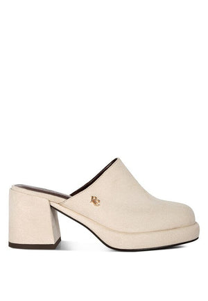 DELAUNAY Suede Heeled Mule Sandals Rag Company 