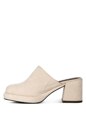 DELAUNAY Suede Heeled Mule Sandals Rag Company 