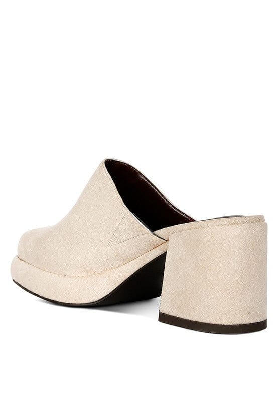 DELAUNAY Suede Heeled Mule Sandals Rag Company BEIGE 5 