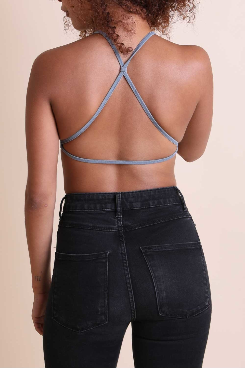 Denim Cross Back Bralette Small