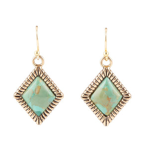 Diamond Days Blue Turquoise and Golden Earrings