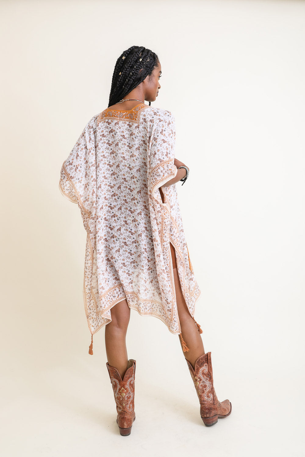 Ditsy Floral Paisley Kimono Camel