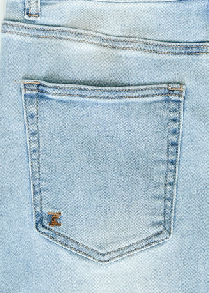 Drew Raw Hem Midi Denim Skirt