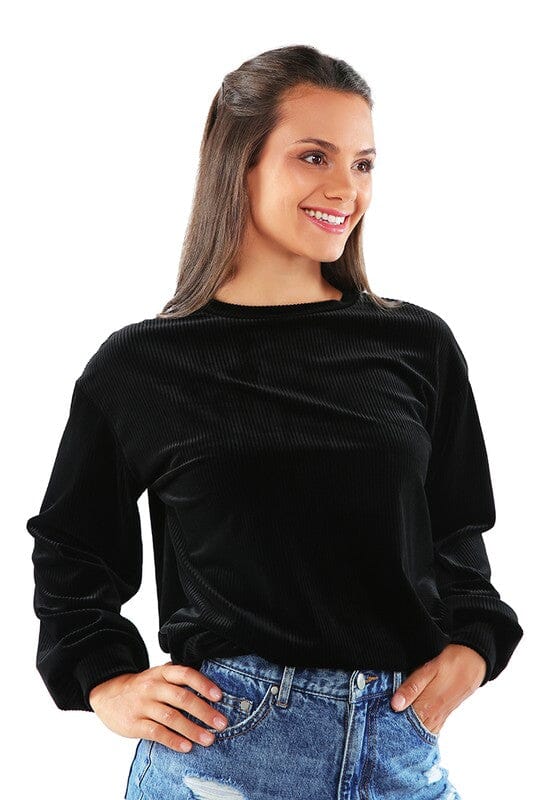 Drop Shoulder Corduroy Top Rag Company Black XS 