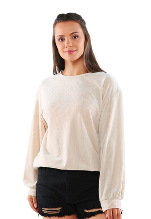 Drop Shoulder Corduroy Top Rag Company BEIGE XS 