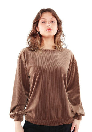 Drop Shoulder Corduroy Top Rag Company Brown XS 