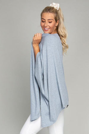 Drop Shoulder Open Front Cardigan Nuvi Apparel 