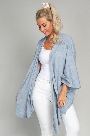 Drop Shoulder Open Front Cardigan Nuvi Apparel 