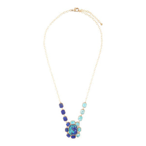 Duality Blue Lapis and Turquoise Golden Pendant Necklace