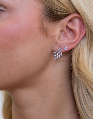 18k Gold Plated CZ Dangle Studs - Gold or Silver