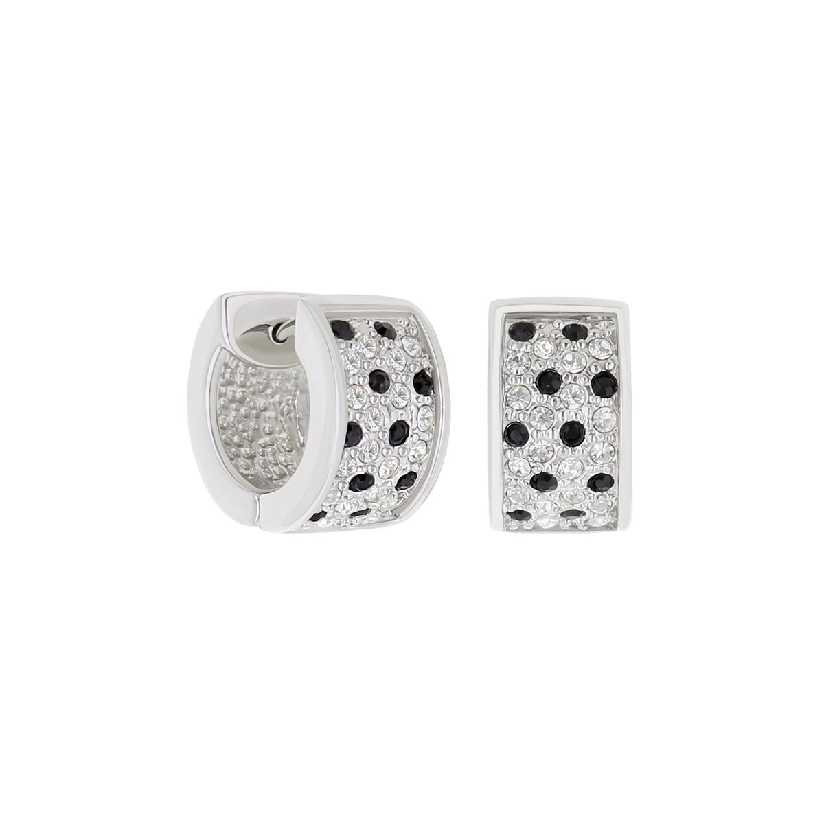 Polka Dot Silver Pave Huggies
