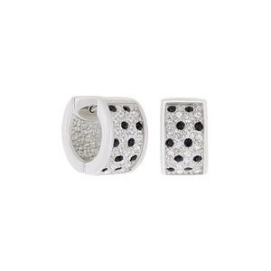 Polka Dot Silver Pave Huggies