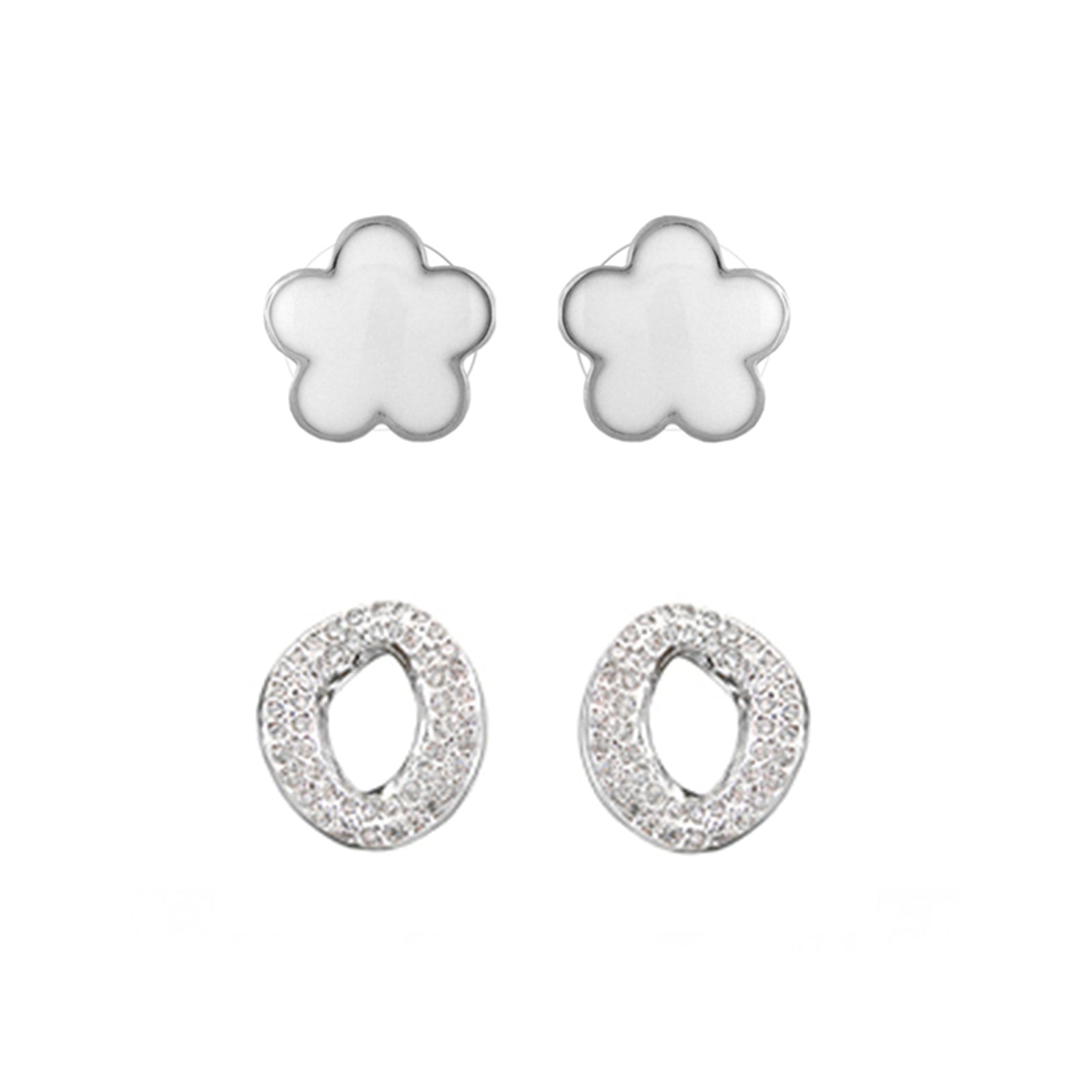 Enamel Flower Earrings Set