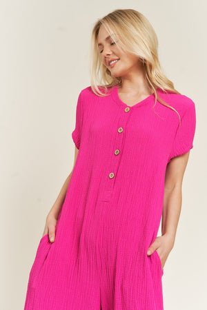 Textured Knit Jumpsuit - Pink