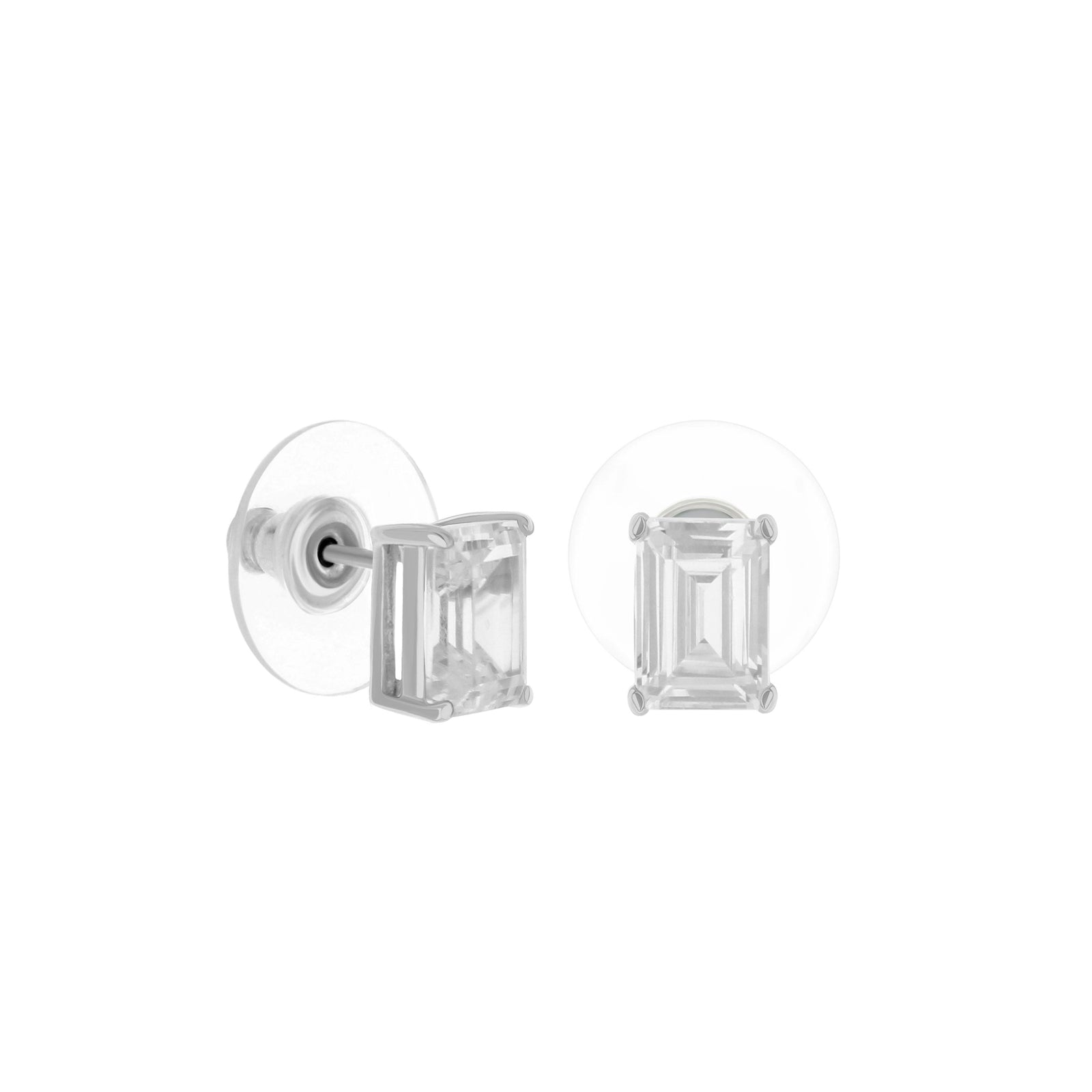 925 Emerald Cut Earrings 2 Ct