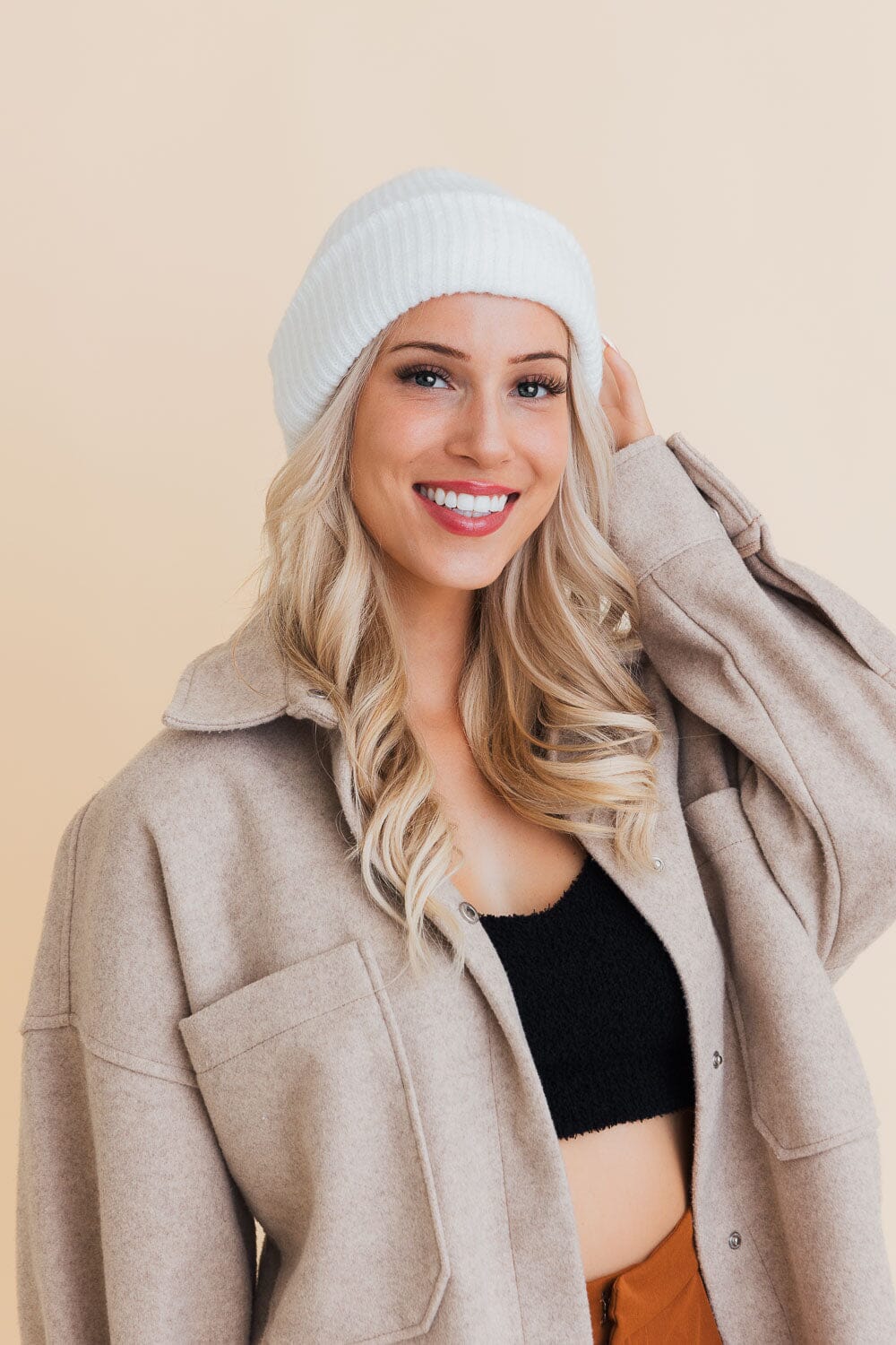 Eco Friendly Chic Knit Beanie Beanies Leto Collection Ivory 