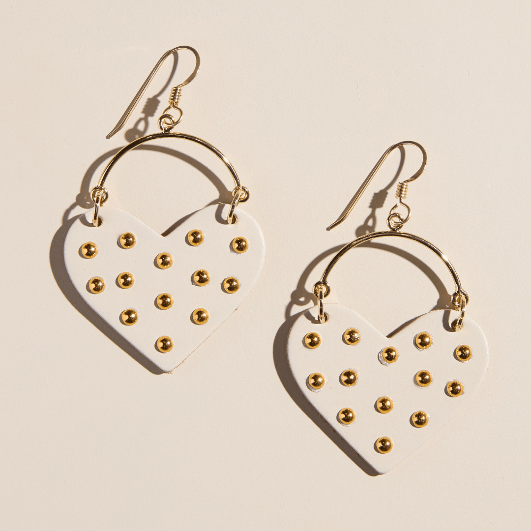 Ecru Studded Harlow Earrings