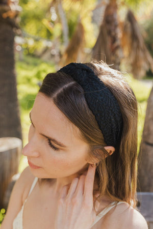 Embroidered Floral Vine Headband Hats & Hair Leto Collection Black 