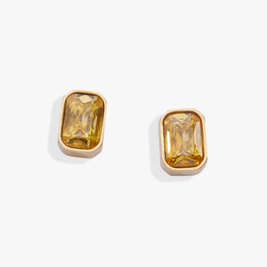 November Emerald-Cut Birthstone Stud Earrings