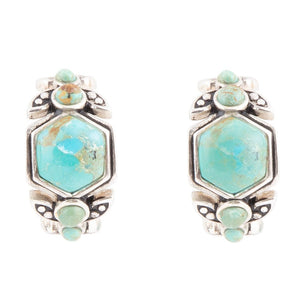 Emile Blue Turquoise Sterling Silver Hoop Earrings