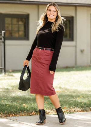 Erica Cotton Twill Midi Skirt