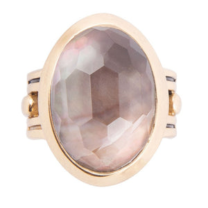 Etto Black Mother of Pearl Golden Dome Statement Ring
