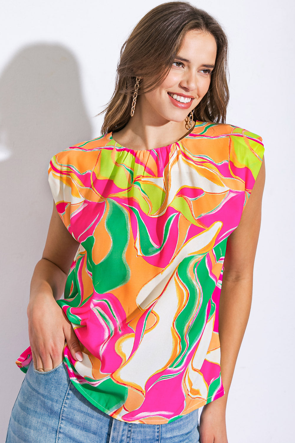 Send a Postcard Woven Top