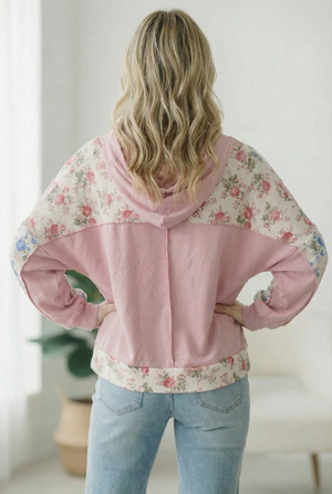 Sweet Spring Blossoms Color Block Hoodie