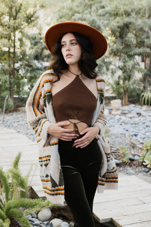Faux Hair Aztec Pocket Ruana Ponchos